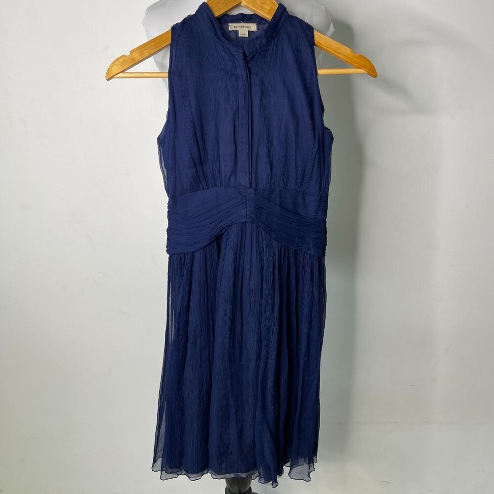 Burberry Kid's Navy Blue 100% Silk Sleeveless Wrap Dress Size 10 Years